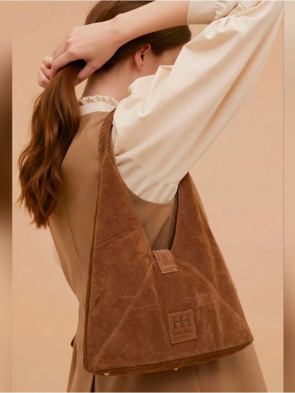 NWT Haute Hippie Triangle Suede Hobo, Cognac Brown - Picture 12 of 12